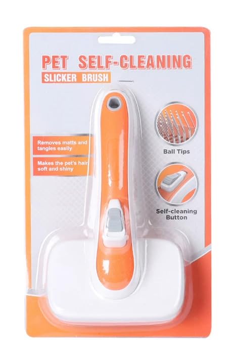 Outtag Self Cleaning Shedding Brush for Dogs, Cats, and Puppies, Deshedding and Hair Removal, Skin Friendly Grooming Tool for Long and Short Haired Pets