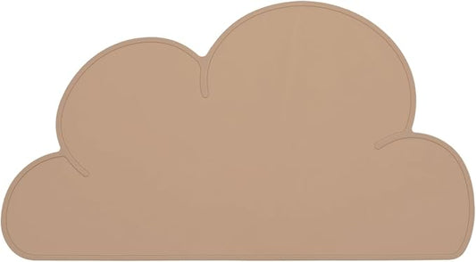 Silicone Pet Feeding Mat, Waterproof Dog Cat Food Bowl Placemat Tray Anti-Slip with Raised Edge Foldable Heat-Resistant (Light Brown, Cloud Shape), Intended for Cat Dog Water Bowl