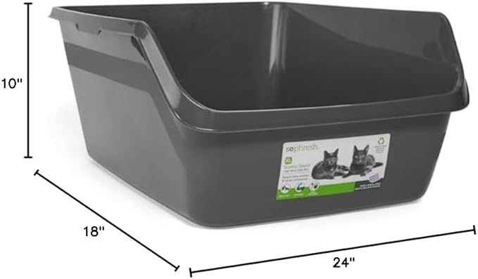 So Phresh by Petco Scatter Shield High-Back Litter Box Charcoal X-Large 24" L X 18" W X 10" H