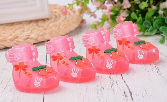 Cute Summer Dog Shoes Sweet Cherry Puppy Sandals Pet Jelly Shoes Flats, Dog Booties Paw Protector for Summer Hot Pavement (Candy Pink, #3: 2.09''x1.65''(Length*Width))