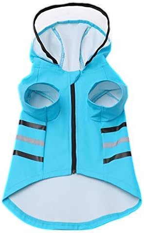 Wizland Reflective Dog Raincoat Dog Rain Jacket with Hood Lightweight Waterproof Rain Coat for Puppies (Blue L)
