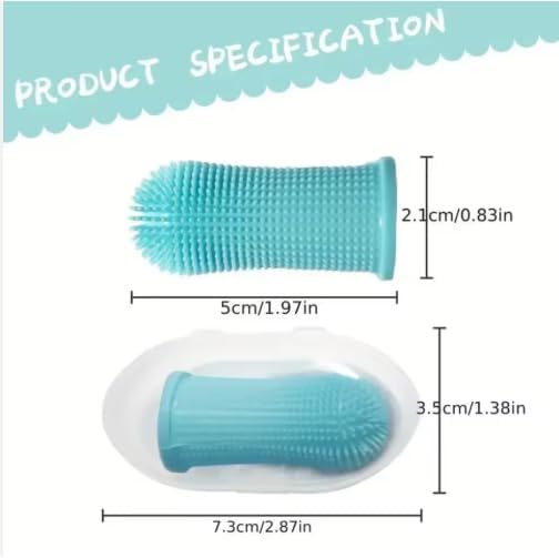 Milo's Pet Toothbrush, Finger Toothbrush, Dogtooth Brush, Teeth Cleaning, 360 Tooth Brushing Kit,Cats, Pet Tooth Brush for Small & Large Pets, with Toothbrush Holder, 2-Pack Blue