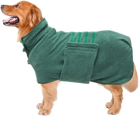 Geyecete Dog Bathrobe Towel Dog Drying Coat-Dry Fast Dog Bag-Pineapple Grid Fast Drying Super Absorbent Pet Dog Bath Robe Towel-Green-3XL