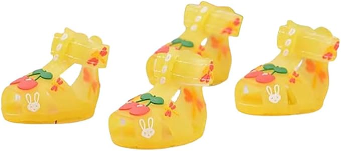 Cute Summer Dog Shoes Sweet Cherry Puppy Sandals Pet Jelly Shoes Flats, Dog Booties Paw Protector for Summer Hot Pavement (Candy Yellow, #4: 2.28''x1.73''(Length*Width))