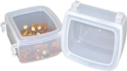 DryFur Pet Carrier Food Water Dish - Clear- Spill Resistant - Hook On Cups - Travel Kennel Bowls set of 2 (Small)