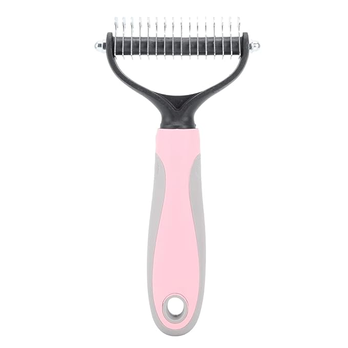 Professional Deshedding Rake for Dogs & Cats – Ergonomic Handle, Stainless Steel Teeth, Deep-Down Undercoat Removal & Mat-Breaking Grooming Tool (12.99 x 7.24 in)