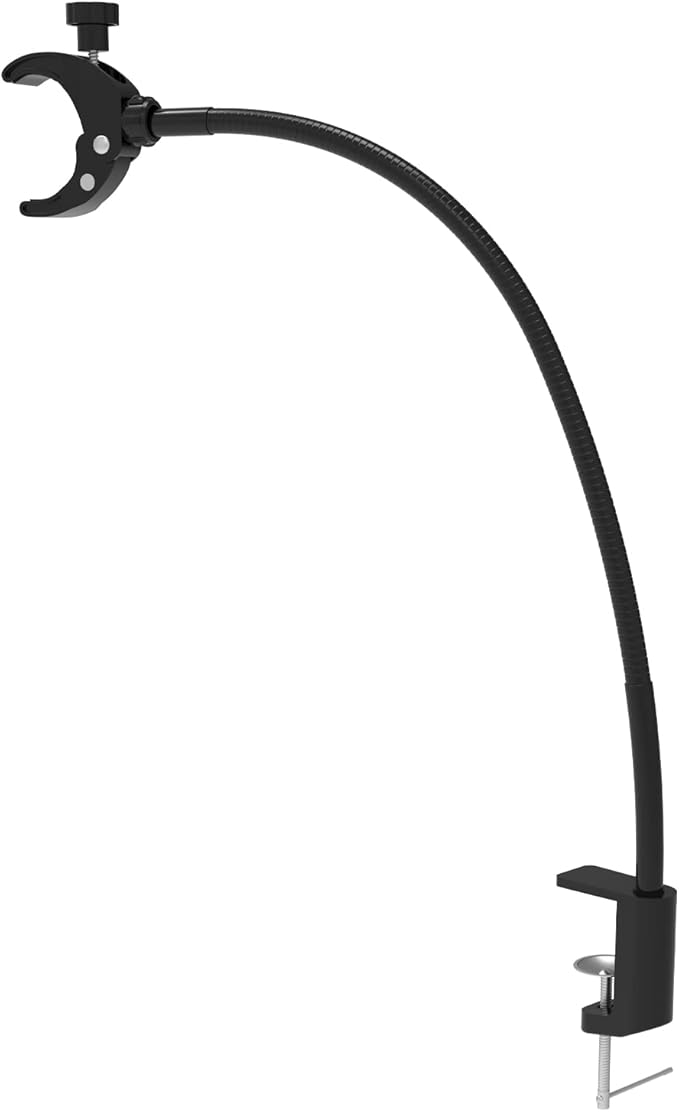 Linkidea Hands Free Blow Dryer Holder, Stainless Steel Grooming Dryer Hose Stand, Adjustable Hair Dryer Clamp Mount for Dog Pet Grooming Table Countertop (Black)