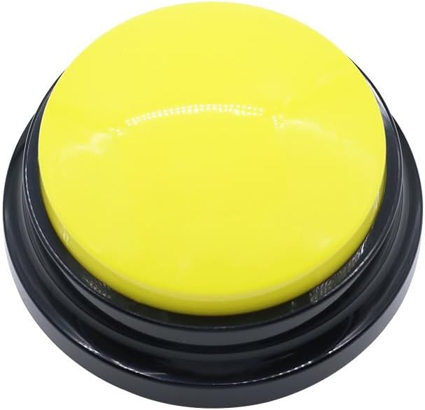 Dog Talking Buttons for Communication, Recordable Pet Training Buzzers with 30 Seconds Voice Recording, Interactive Dog Speech Buttons for Puppy Learning, Communication & IQ Training Toys (yellow)