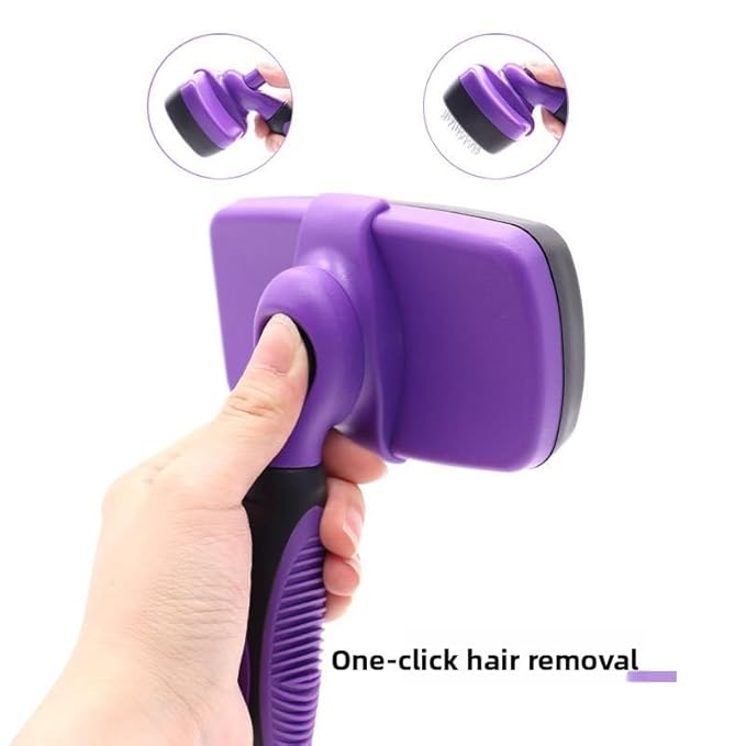 Self-Cleaning Pet Grooming Brush for Cats and Dogs, Curved Pin Needle Brush for Short and Long Hair