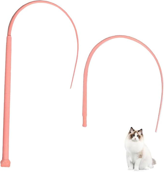 Interactive Cat Wand Toys Silicone Mice Tail Simulated Mouse Hunting Cat Toy Snake Cat Teaser Wand Stick for Indoor Cats Kitty Kitten Stress Relief Chasing Exercise with Additional Mouse Tails