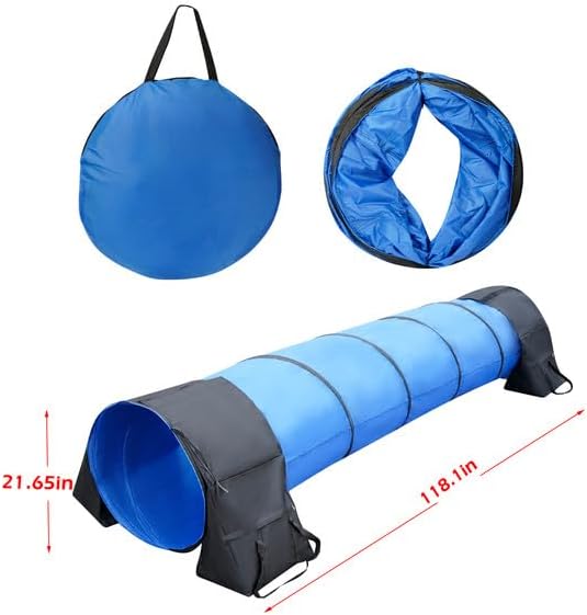 10 Foot Dog Agility Tunnel with Sandbagsl - Premium Dog Agility Equipment for Effective Pet Agility Training.