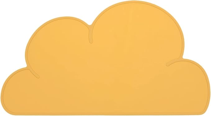Silicone Pet Feeding Mat, Waterproof Dog Cat Food Bowl Placemat Tray Anti-Slip with Raised Edge Foldable Heat-Resistant (Orange, Cloud Shape), Intended for Cat Dog Water Bowl