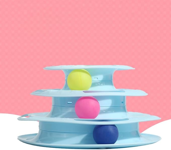 3‑Tier Rotating Track Cat Toy – Multi-Level Rolling Ball Tower for Indoor Cats, Non-Slip Base, Puzzle Chase & Play, Durable Plastic, Easy Assembly
