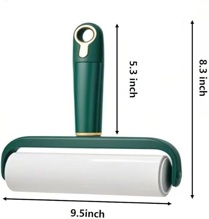 9.5inch - Washable Lint Roller Reusable Remover - Strong Adhesion, Dust - Proof Cover, Hanging Hole - Silicone Material for Clothes, Sofa, Carpet - Pet Hair Remover & Dust,White&Green (Green)