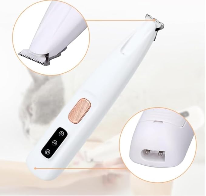 warmow Pet Micro Precision Paw Trimmer, Upgrade Multifunctional Pet Hair Clippers Waterproof Rechargeable Pet Shaver with LED Light, Pet Paw Trimmer for Paws Eyes Ears Face Rump (1 Set)
