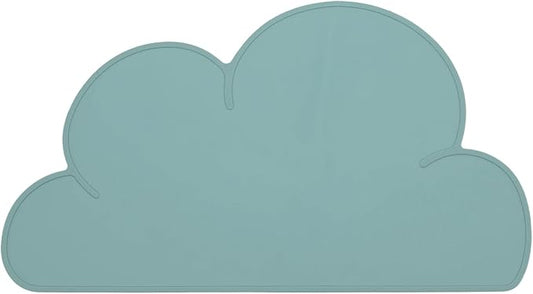Silicone Pet Feeding Mat, Waterproof Dog Cat Food Bowl Placemat Tray Anti-Slip with Raised Edge Foldable Heat-Resistant (Sea Blue, Cloud Shape), Intended for Cat Dog Water Bowl