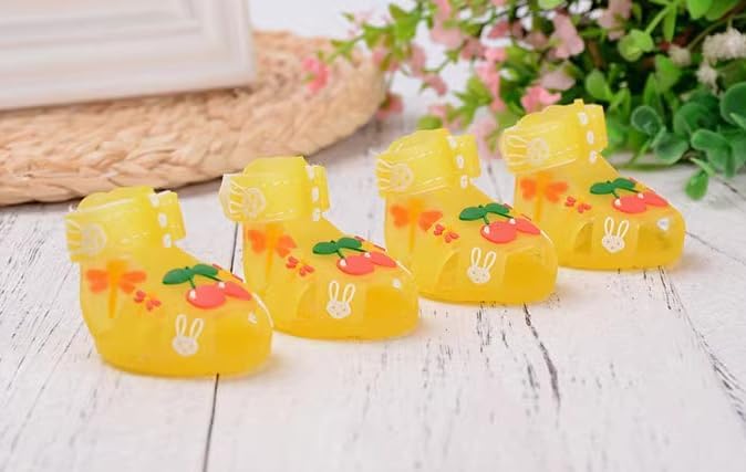 Cute Summer Dog Shoes Sweet Cherry Puppy Sandals Pet Jelly Shoes Flats, Dog Booties Paw Protector for Summer Hot Pavement (Candy Yellow, #2: 1.89''x1.50''(Length*Width))