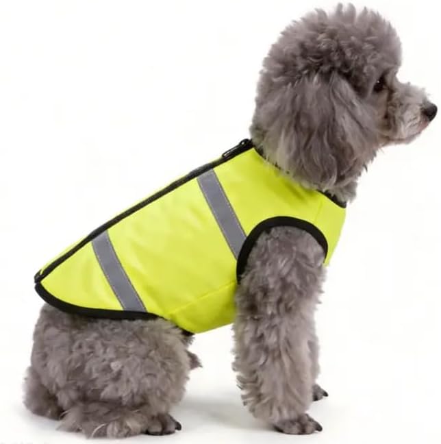 Reflective Dog Safety Vest for Night Walking, High Visibility Neon Yellow Pet Safety Jacket with Zipper, Breathable Lightweight Dog Walking Vest in XL Size, Day & Night Visible Outdoor Safety Gear