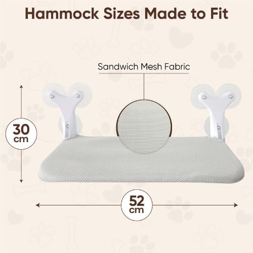 Cordless Cat Window Perch, Foldable Window Hammock with 6 Strong Suction Cups, Window Cat Bed for Indoor Cats