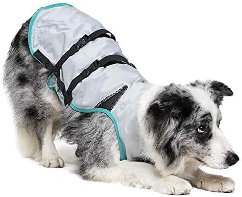 Suitical Dry Cooling Vest for Dogs - Canine Cooling Vest for Hot Weather - Dog Cool Down Jacket - Machine Washable - L, Neck to Tail 24-30 IN - Chest 26-34 IN Around - Neck Circumference 22 IN -Silver