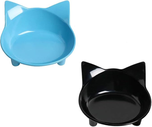 Set of 2 Non-Slip Cat & Dog Bowls – Wide, Shallow Food and Water Dishes for Whisker Fatigue Relief, No Spill, Safe Food-Grade Pet Bowls for Cats, Small Dogs, Kittens, Puppies & Rabbits