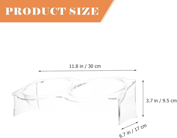 TOYANDONA Acrylic Double Bowl Pet Food and Water Dish Elevated Cat Puppy Drinking Bowl Indoor Kitten Feeding Station 11.81X6.69X3.74In Easy to Clean Stable Base