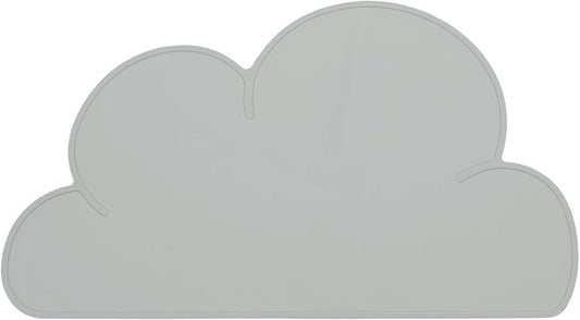Silicone Pet Feeding Mat, Waterproof Dog Cat Food Bowl Placemat Tray Anti-Slip with Raised Edge Foldable Heat-Resistant (Silver Gray, Cloud Shape), Intended for Cat Dog Water Bowl