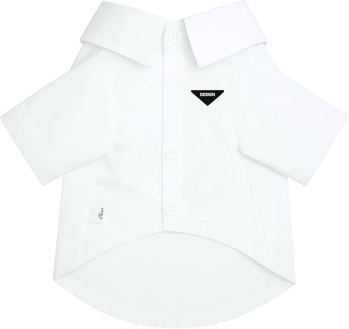 Luxury Pet Dress Shirt for Dogs & Cats – White Designer Button-Up Outfit, Formal Clothes for Wedding, Party, Photoshoot, Puppy & Kitten Fashion Apparel (Large 8.9–15.4 lbs)