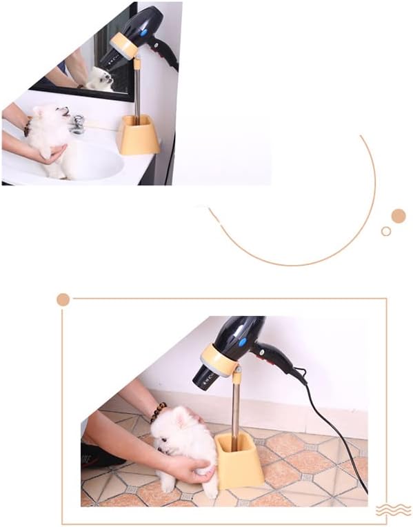 Hair Dryer Stand, Hands Free 180 Degree Rotation Foldable Hair Dryer Holder Stand, Floor Stand Blow Hair Dryer Holder for Bathroom, Vanity, Makeup Room, for Pets and Women(Beige with Carton Packaging)