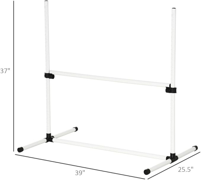 anwickjeff 4 Piece Dog Agility Training Equipment with Adjustable Height Jump Bars, Included Carry Bag, & Displacing Top Bar, Advanced Obstacle Courses for Dog Backyard Competitive (White, 4 Piece)