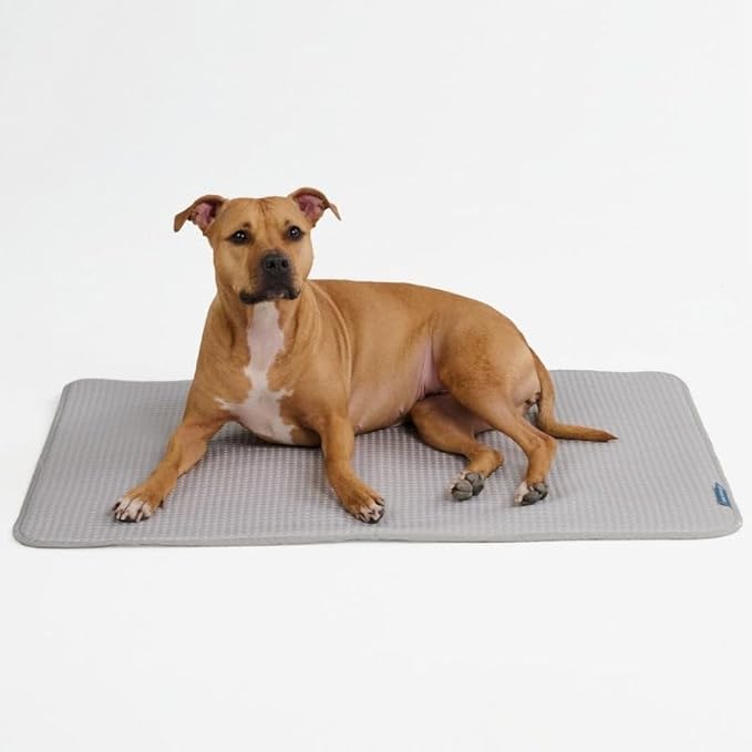 Spark Paws Cooling Mat for Dogs - Self Cooling Dog Mat & Pet Cooling Pad for Large, Medium & Small Dogs - Non-Toxic, Non-Gel Washable Cooling Bed - Waffle Grey - Size L