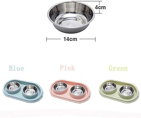 Double Dog Cat Food Bowls, Stainless Steel Pet Bowls Dog Water Bowls with No-Spill and Non-Skid PP Station, Food Water Feeder for Cats and Small Dogs