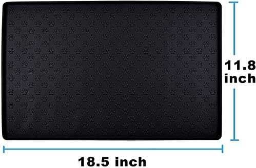 Cat Dog Food Mat Silicone Pet Feeding Mat Waterproof & Non Slip Pet Bowl Placement Tray to Prevent Food Spills and Water Messes Out to Floor(Black)