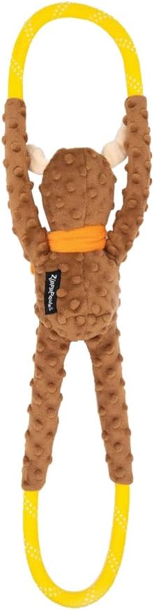 ZippyPaws RopeTugz - Durable Dog Pull Rope Toy, Interactive Tug of War for Large, Medium, & Small Dogs, Squeaky Pet Products to Keep Them Busy, Made with Heavy Duty Climbing Rope - Moose