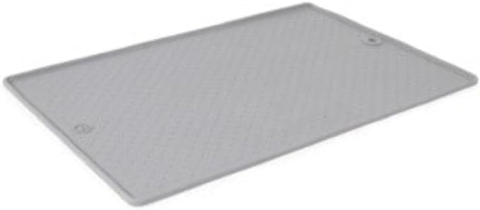 Dexas Pets Grippmat Flexible Non-Slip Pet Placemat/Spill Catcher for Dog Bowls and Cat Bowls, 17 by 23.5 Inches, Light Gray, (PW950429)