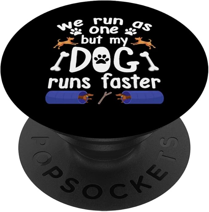Dog Agility Trainer We Run As One Tunnels Rings Jumps PopSockets Standard PopGrip