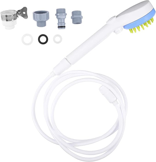 Abaodam Dog Shower Sprayer Massaging Brush with Hose Multi Functional Pet Bathing Tool for Combing Rinsing and Gentle Skin Massage Easy One Hand Water Control Fast Full Coverage Spray for