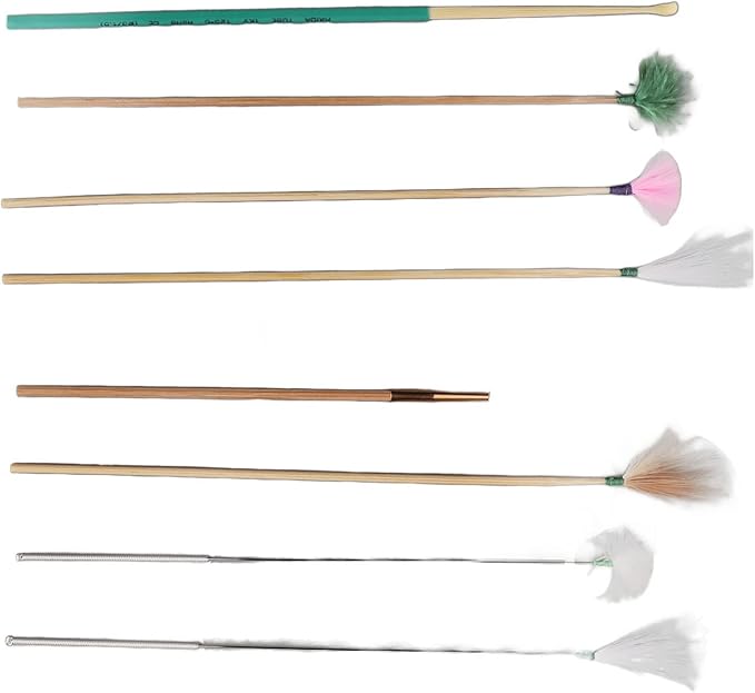 Ear Scratcher Feathers Kit, Ear Scoop, 7PCS Cleaner with Bamboo Mat, Ear Pick Cleaning, Ear Tool Massage Relaxing Wax Removal Feathers