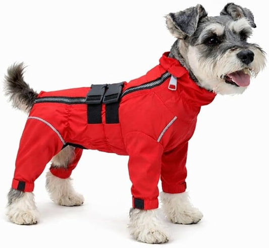 Dogs Waterproof Jacket, Lightweight Waterproof Jacket Reflective Safety Dog Raincoat Windproof Snow-Proof Dog Vest for Small Medium Large Dogs Red XL