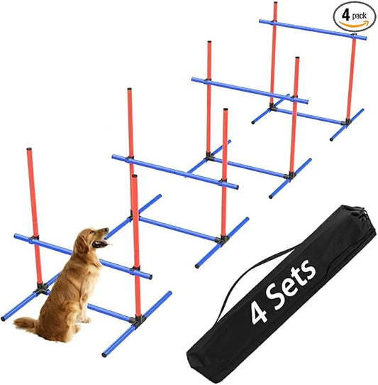 4Set Dog Agility Jumps Hurdle Course Training Equipment for Dogs, Indoor Outdoor Backyard Exercise Equipment