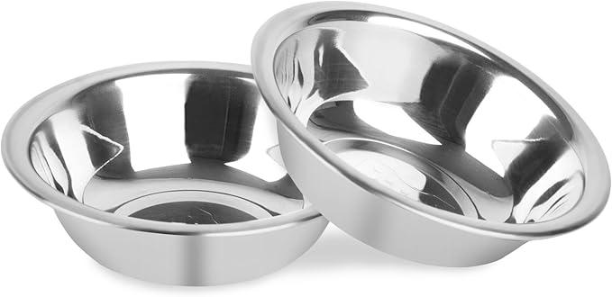 ZUFECY 2-Pack Cat Bowls, 5.5'' Stainless Steel Cat Bowl, Pet Food & Water Dishes, Non-Tip and Easy Clean Kitten Bowls for Small Cats, Indoor/Outdoor Use