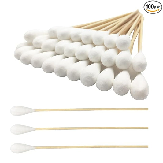 6 Inch Long Cotton Swabs (Large Size) 100pcs for Pets, Gun Cleaning or Makeup
