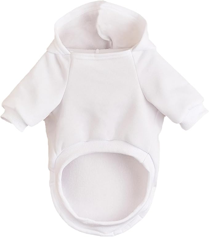 Jecikelon Soft Dog Hoodies for Small Dogs, Fleece Puppy Sweatshirt with Pockets, Warm Winter Cold Weather Coats for Pet Cat, Cute Clothes Puppy Costume (White, XX-Small)