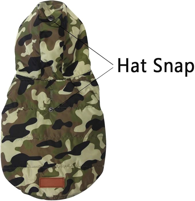 Vecomfy Fleece Lining Extra Warm Dog Hoodie in Winter,Small Dog Jacket Puppy Coats with Hooded,Green Camo XS