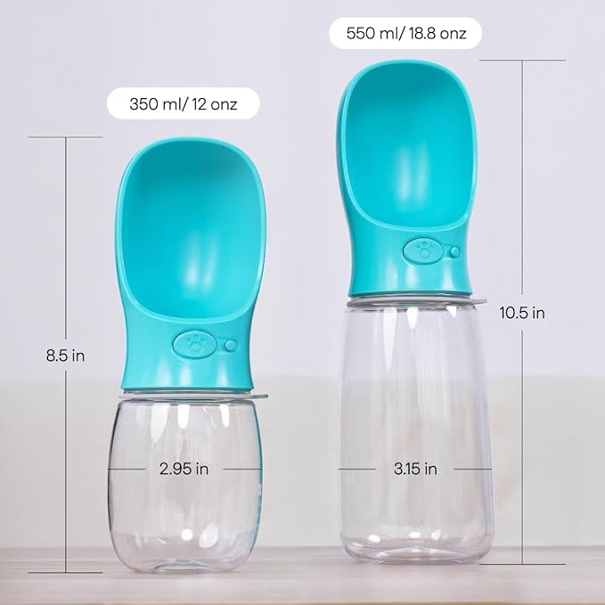 Portable Dog Water Bottle with Bowl – Leak Proof, Lightweight Travel Water Bottle for Dogs. (Black, 350 ml)