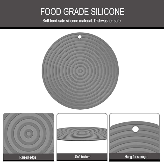 2 Pack Silicone Pet Food Mat, Small Rubber Mat for Cat & Dog Bowl, Cat Food Mat, Waterproof Placemat Protect Floor Around Food and Water Bowl, 9.5"x9.5"