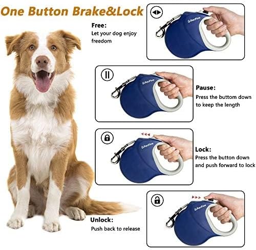 PetiFine Retractable Dog Leash for Large Dogs, 26 FT Heavy Duty Extendable Dog Leash up to 110lbs, Reflective Strong Nylon Tape, One-Handed Brake