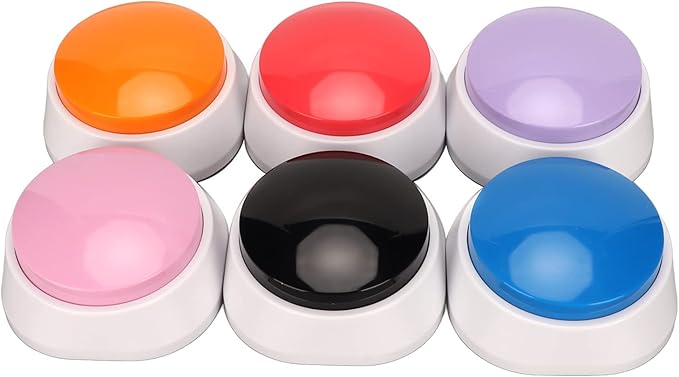 Focket Dog Communication Buttons, 30-Second Recording 6-Piece Set Dog Talking Buttons, Recordable with Six Colors for Pet Training and Interactive Play