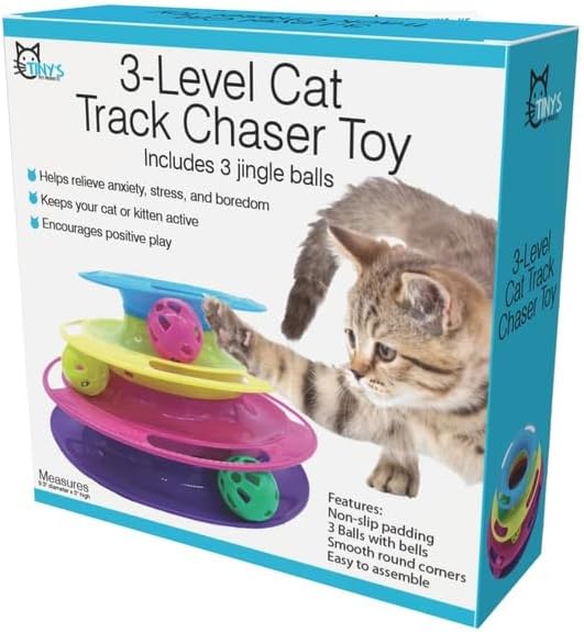 Tiny's Triple Level Cat Toy Tower with Jingle Balls