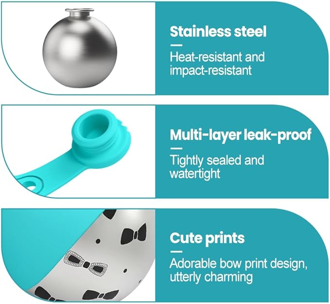 Portable Pet Water Bottle, Stainless Steel Compact Dog Drinking Bottles Leak Proof Cat Travel Water Bottles with Foldable Silicone Bowl for Outdoor Walking Hiking
